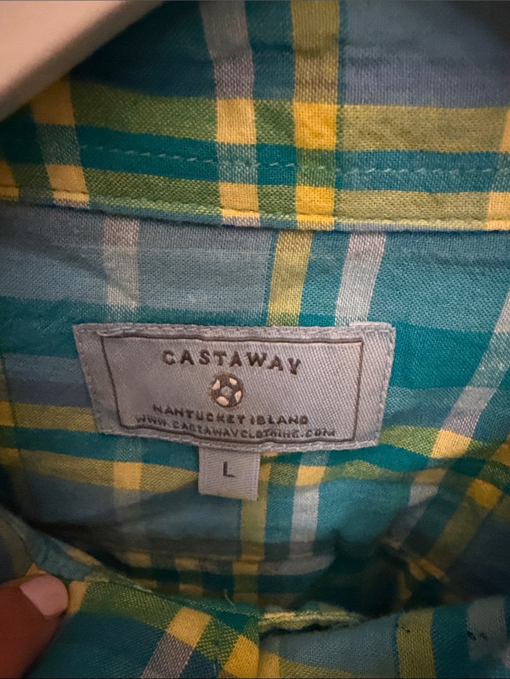 Castaway Plaid long -Sleeve button down Shirt - Teal & Yellow